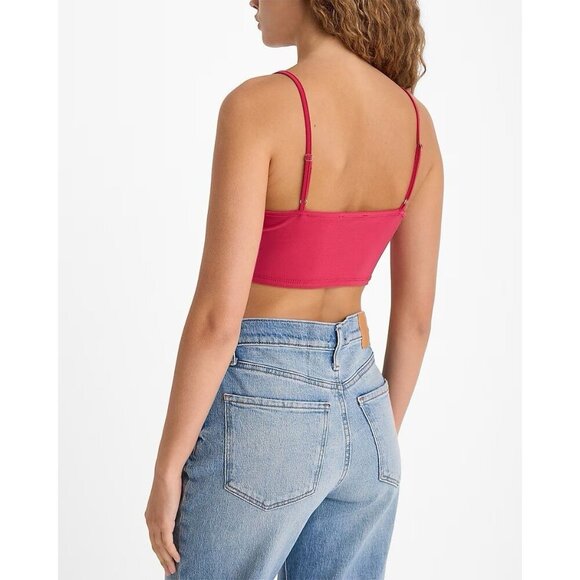 Express Women's Cowl Neck Cropped Cami Spaghetti Straps Pink Top Size XL NWT $44 - Picture 3 of 16